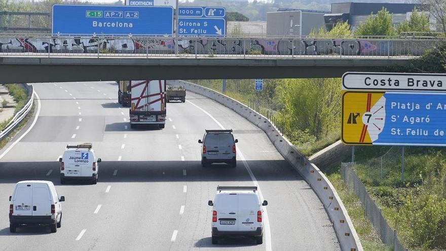 Imatge actual de l&#039;autopista, a l&#039;altura de Girona sud