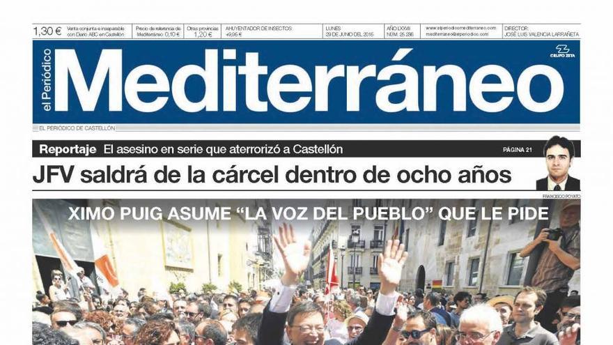 Ximo Puig accede al Palau de la Generalitat, en la portada de Mediterráneo