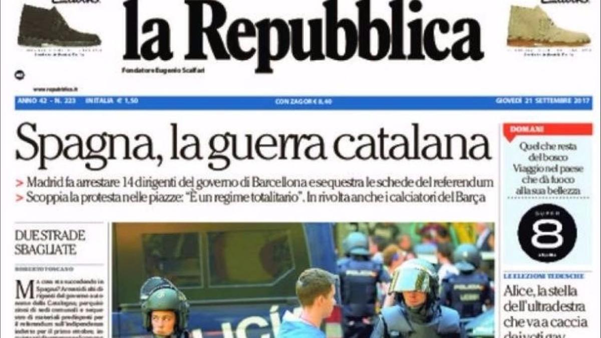 Las portadas de la prensa internacional sobre la jornada de este miércoles en Catalunya