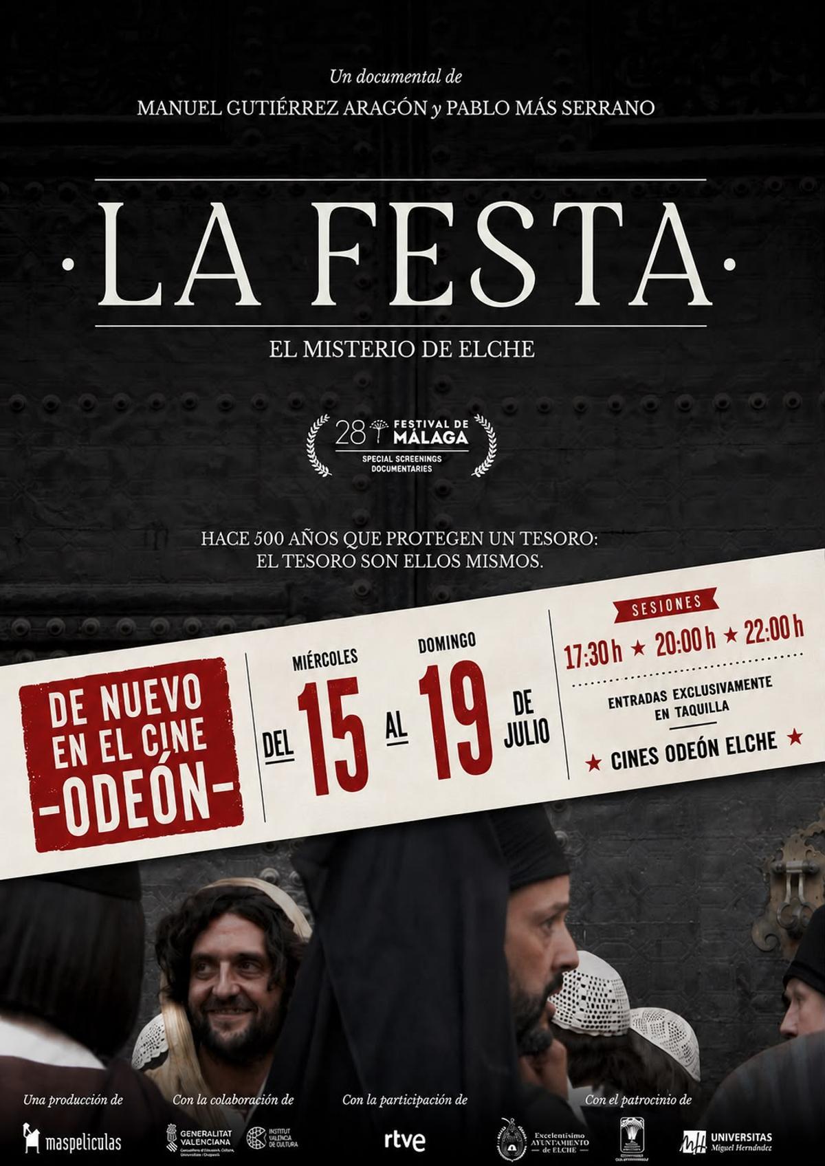 Cartel de las proyecciones de "La Festa" en Cines Odeón de Elche.