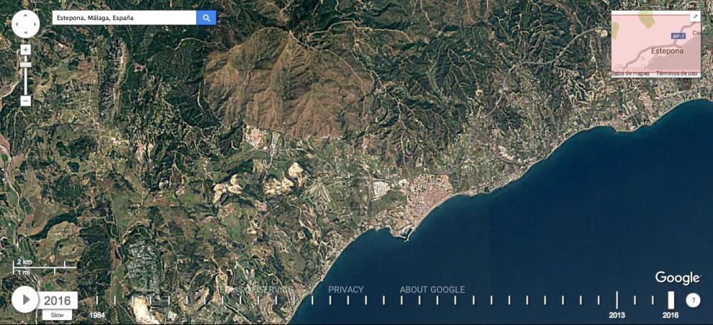 Así ha cambiado la provincia de Málaga desde 1984 a 2016.