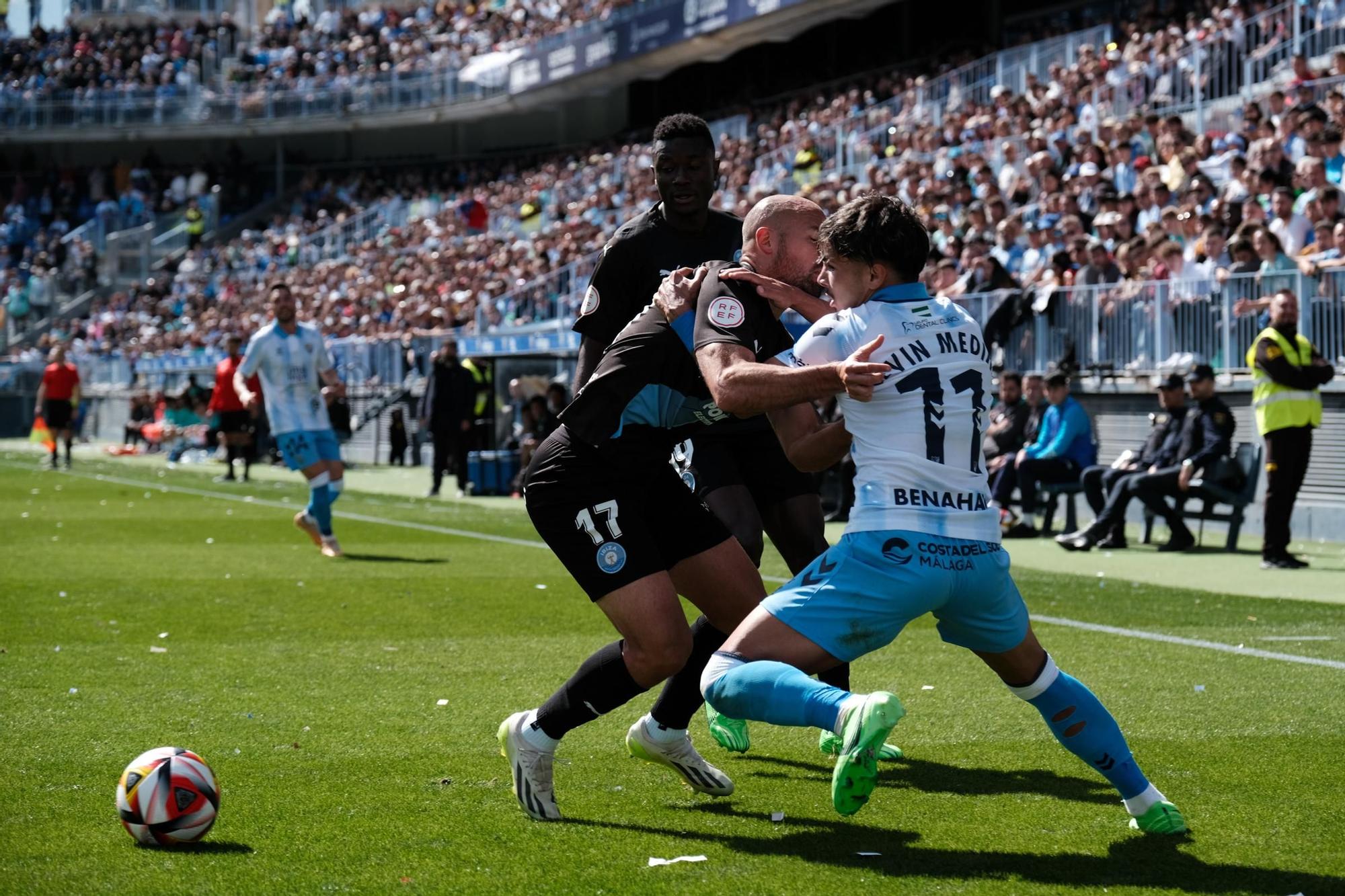 Una imagen del Málaga CF - UD Ibiza disputado en La Rosaleda.