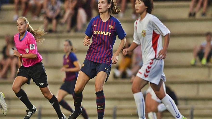 Laia Codina, en un partit amb el Barça.