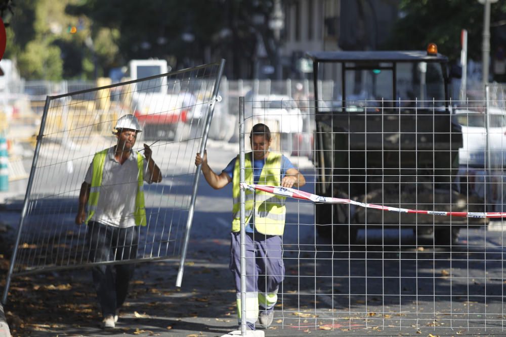 Atasco de tráfico en València por las obras en Blanquerías