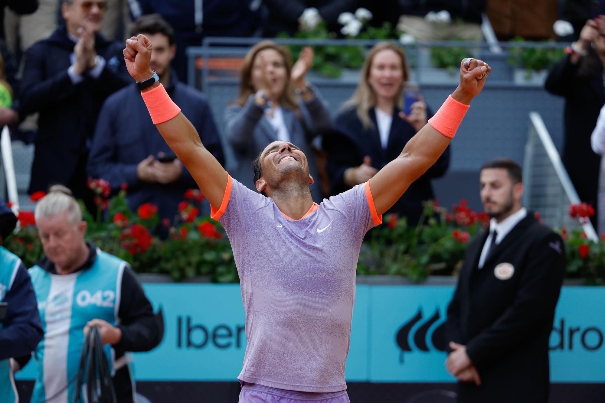 Las fotos de Mery Perelló y la constelación de famosos que han arropado a Rafa Nadal en su tercera victoria en el Mutua Open de Madrid