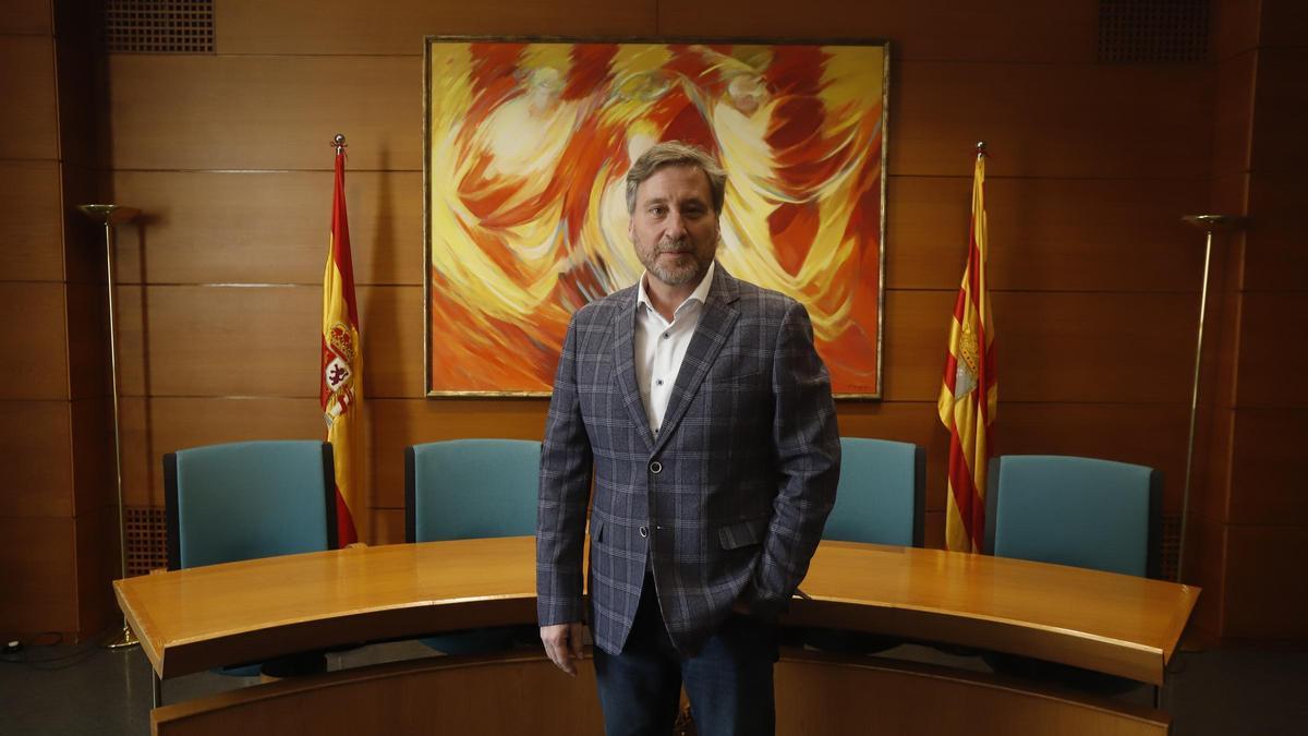 El portavoz de CHA en las Cortes de Aragón, José Luis Soro, durante la entrevista con este diario.