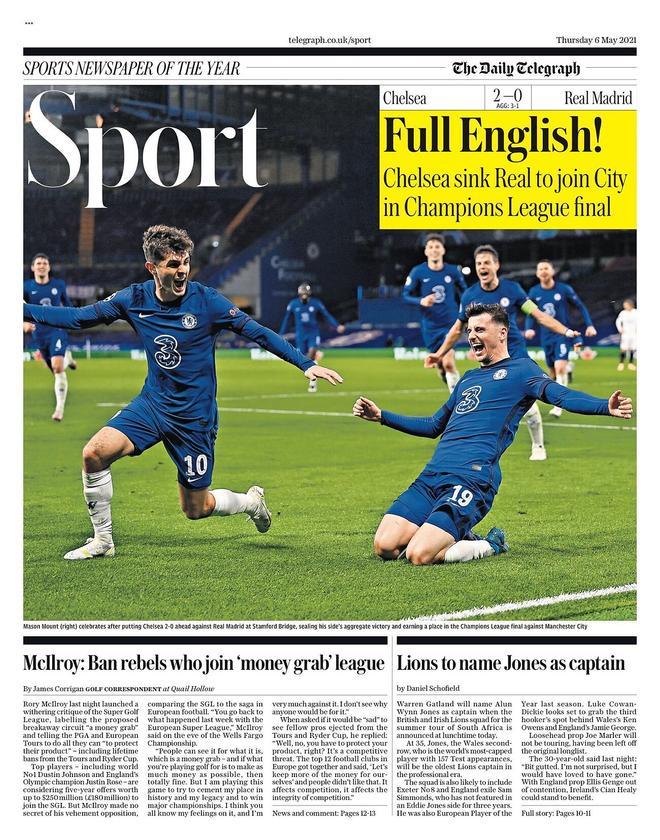 La portada de The Daily Telegraph