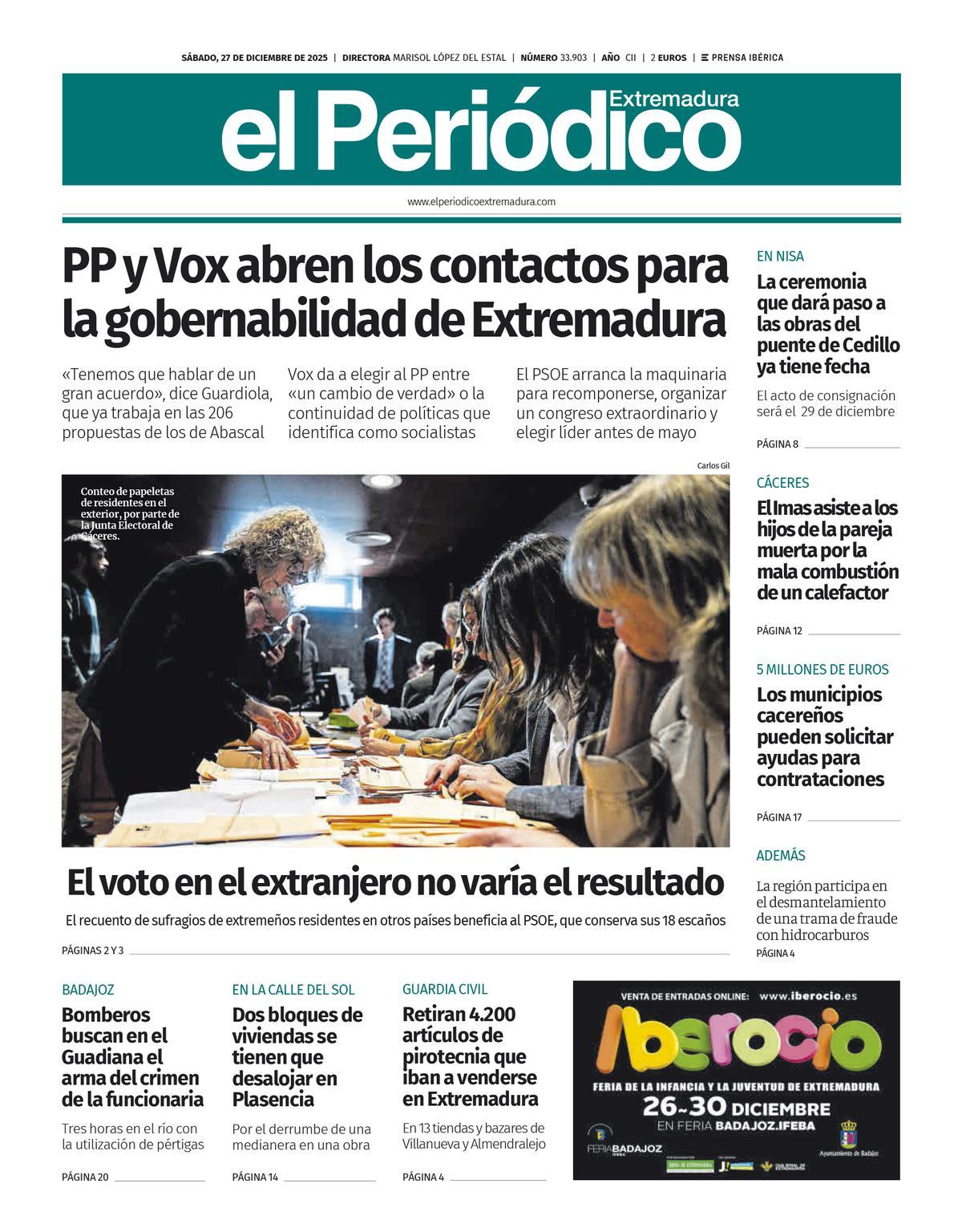 Consulta la portada correspondiente al día 27 de diciembre de 2025