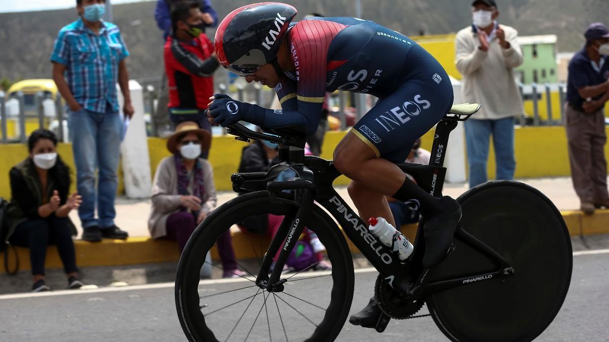 Carapaz, durante la crono de Quito