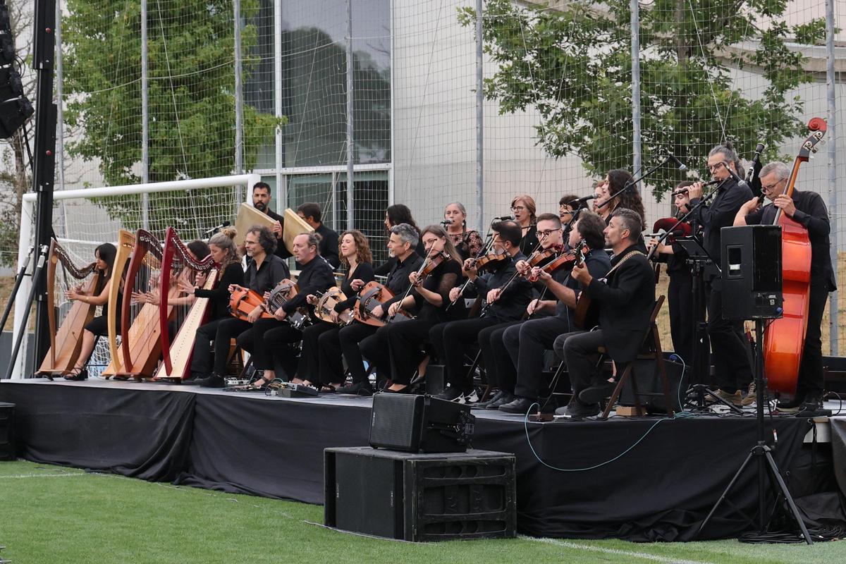 La orquesta Sondeseu en la inauguración de las obras de Galicia 360 el pasado 10 de julio