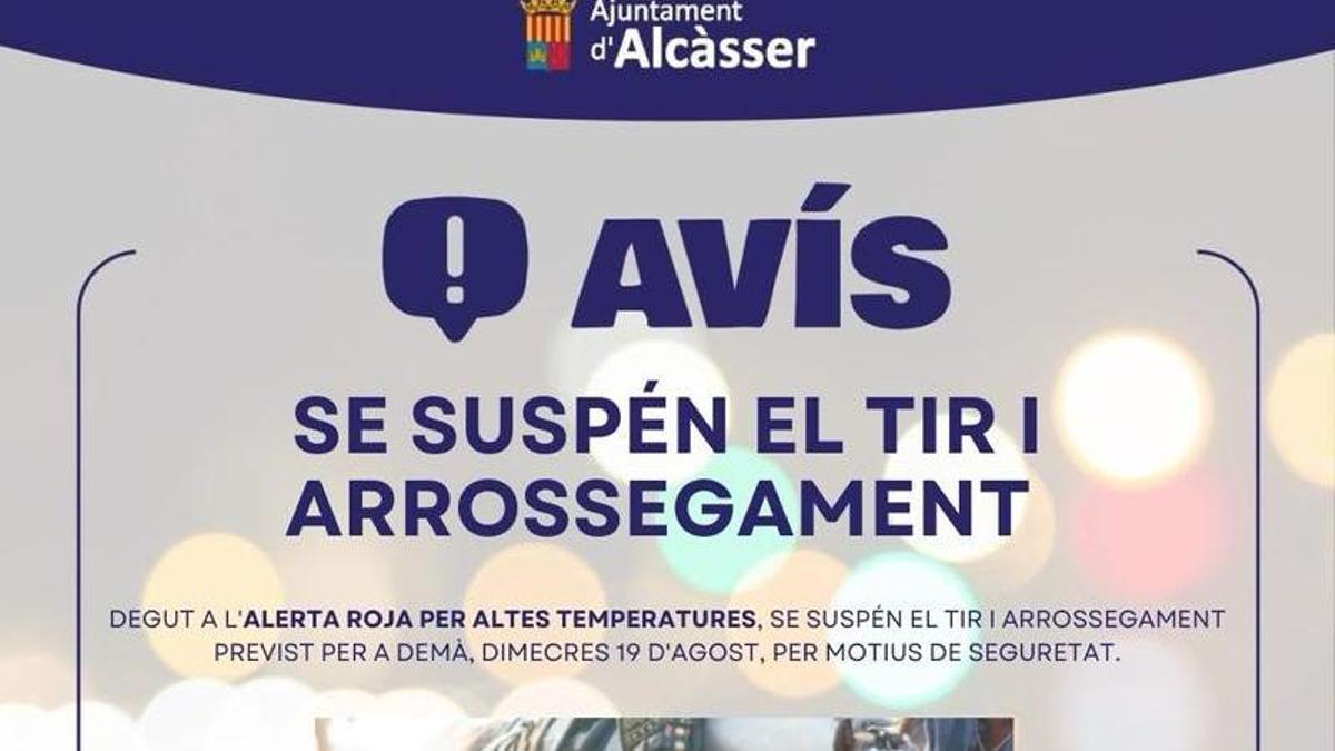 Alcàsser suspende el tiro y arrastre.