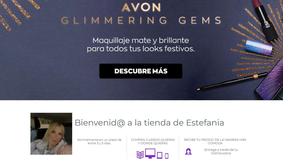 La página web de Avon, con una de sus vendedoras.