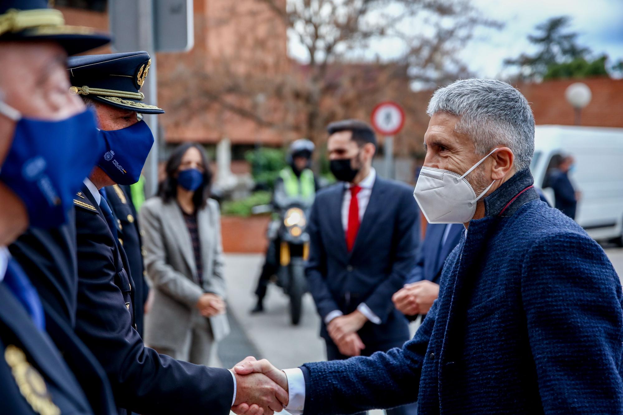 El ministro de Interior, Fernando Grande-Marlaska, a su llegada a un acto de la Policía Nacional en Madrid.