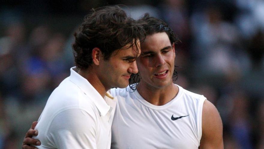 Nadal und Federer nach ihrem Match 2008.