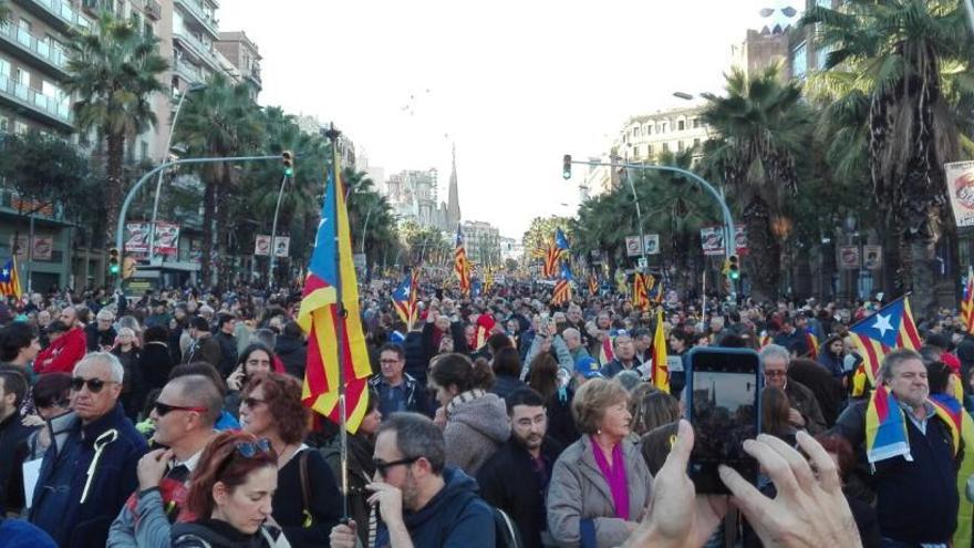 Imatge de la manifestació d&#039;aquest dissabte a la tarda a Barcelona.