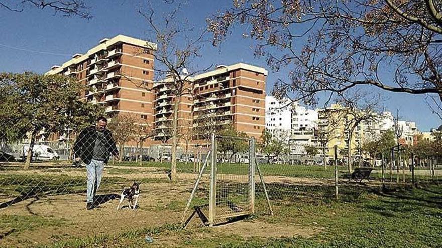 La zona de ocio canino de Nou Llevant, ayer sin las bolsas con heces.