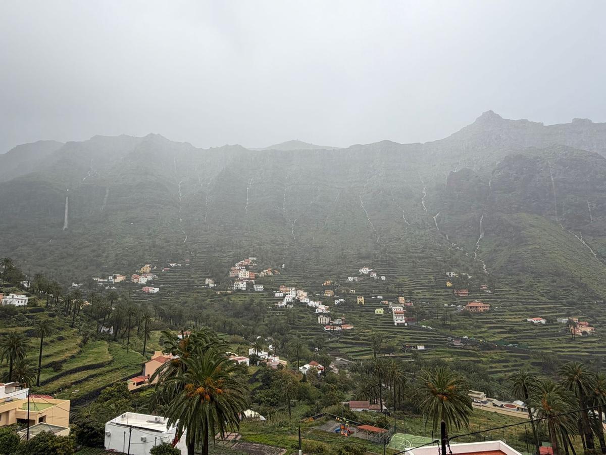 Imagen de una zona montañosa de La Gomera afectada por el paso de la borrasca Therese.