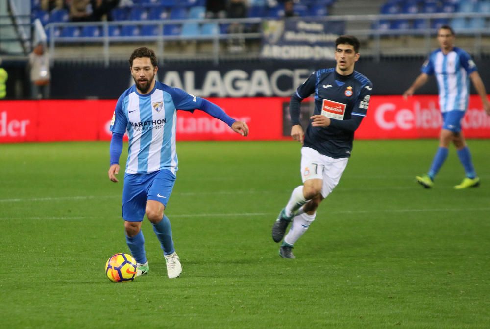 El conjunto blanquiazul comienza el año 2018 perdiendo en La Rosaleda ante el conjunto españolista con un solitario tanto de Sergi Darder al poco de iniciarse el encuentro