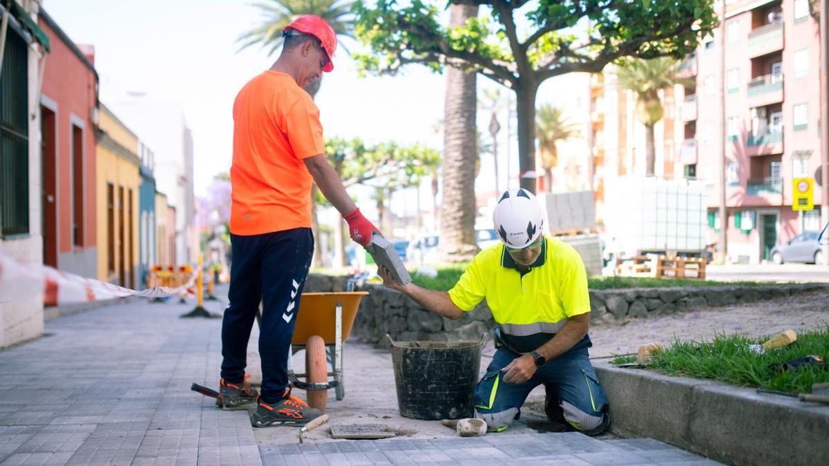 Los operarios trabajan en la Avenida Leonardo Torriani.