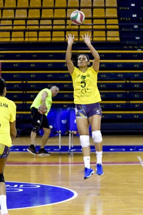 25-02-20 DEPORTES. CENTRO INSULAR DE LOS DEPORTES. LAS PALMAS DE GRAN CANARIA. Entrenamiento y foto de grupo del equipo femenino de volleyball IBSA 7 Palmas.    Fotos: Juan Castro.  | 25/02/2020 | Fotógrafo: Juan Carlos Castro