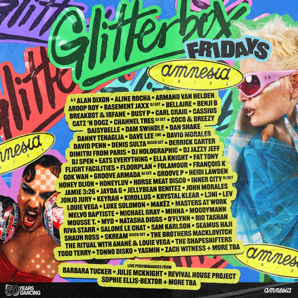 Cartél Amnesia de las sesiones de Glitterbox.