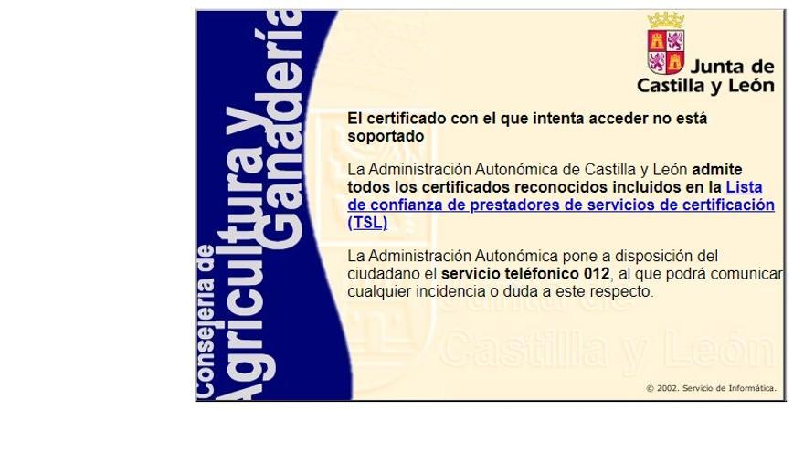 Mensaje de la App de la Junta de Castilla y León para solicitar la PAC.
