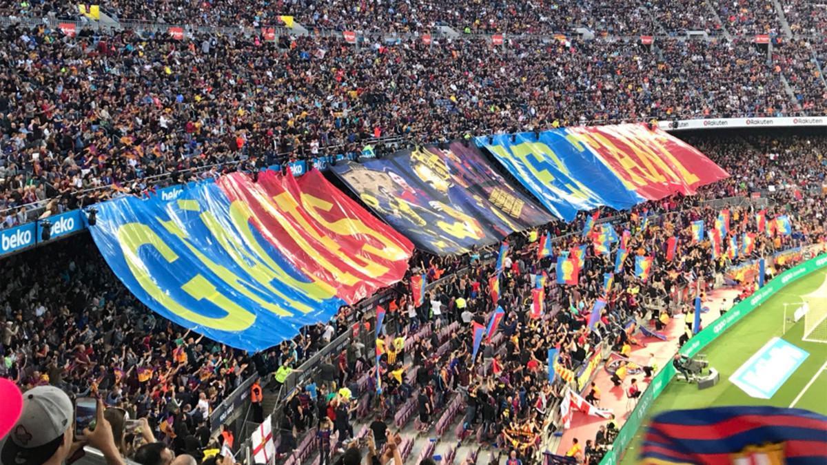 La pancarta de la grada d'animació