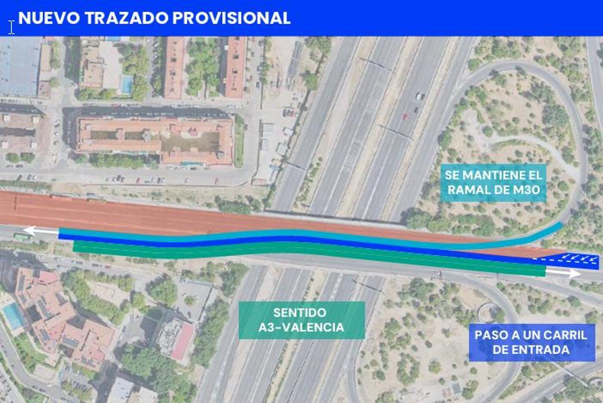 Trazado provisional de las obras en Conde de Casal.