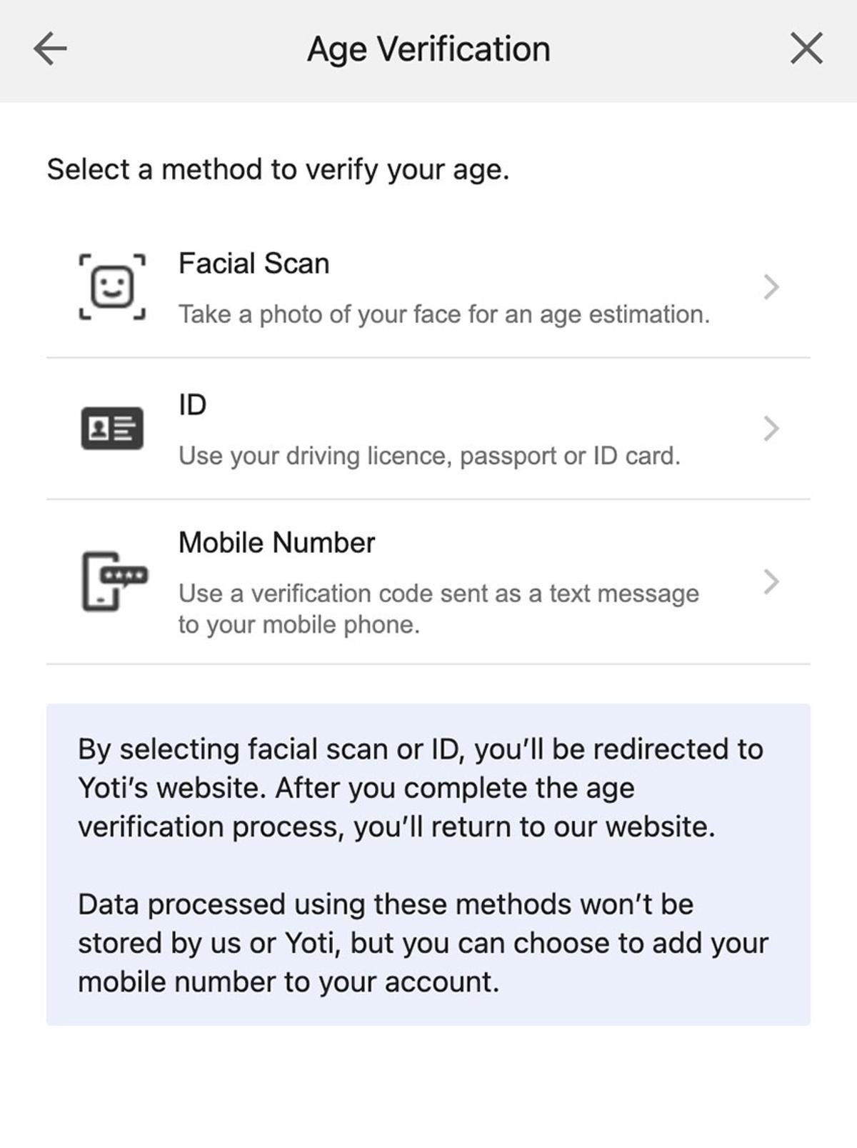 Verificación de edad.
