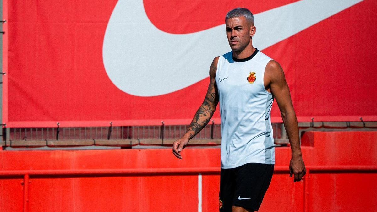 Dani Rodríguez, en un entrenamiento con el Mallorca.