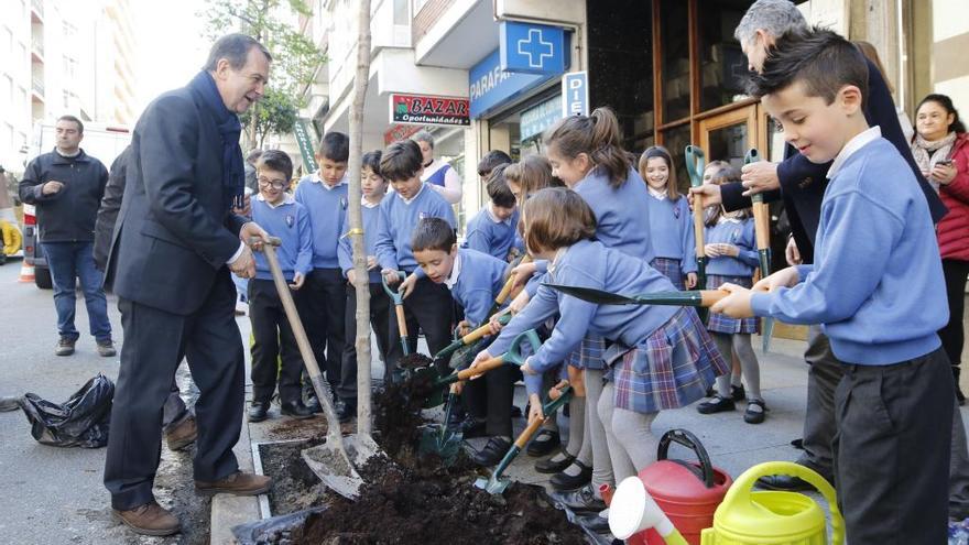 Caballero celebra el Día del Árbol con una plantación con escolares