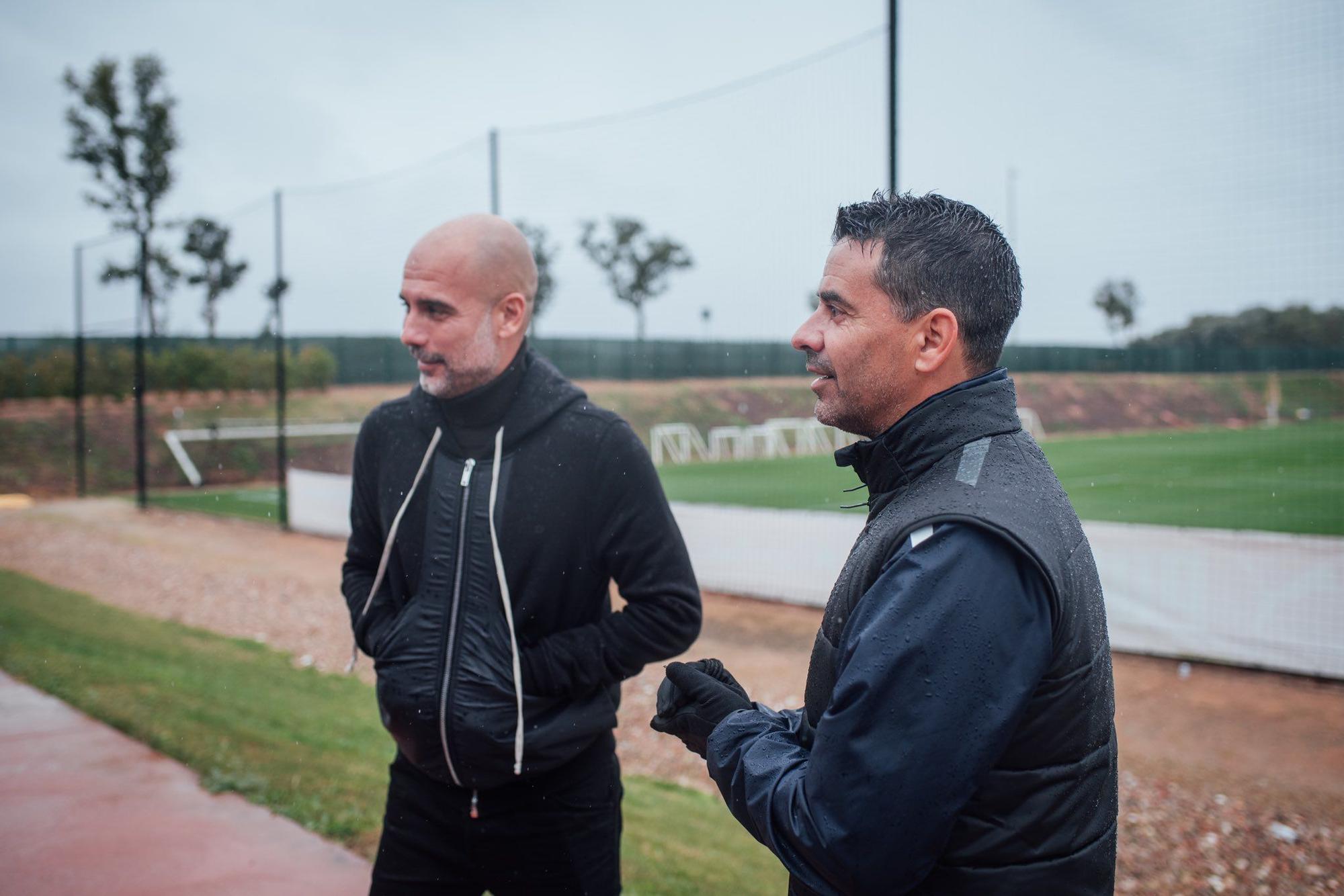 Pep Guardiola visita el Girona a La Vinya per conèixer Míchel