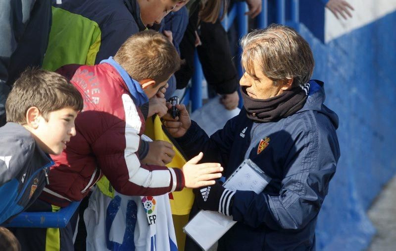 Entrenamiento a puerta abierta del Real Zaragoza en La Romareda