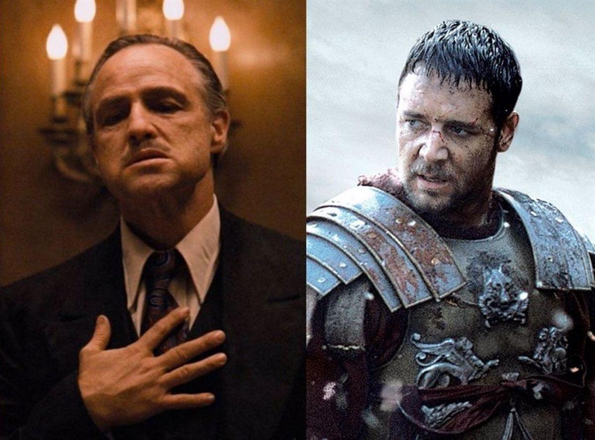 Marlon Brando en 'El Padrino' y Russell Crowe en 'Gladiator'.