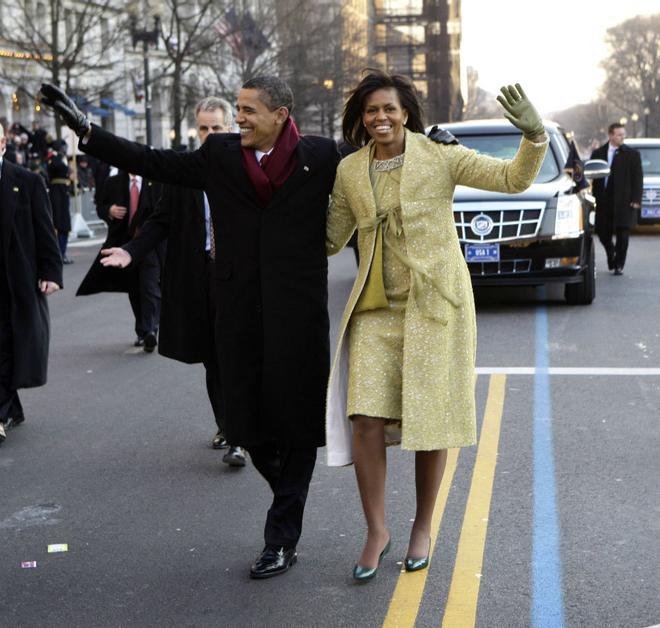 Barack Obama y Michelle Obama el 20 de enero 2009 en la toma de posesión como Presidente de EEUU