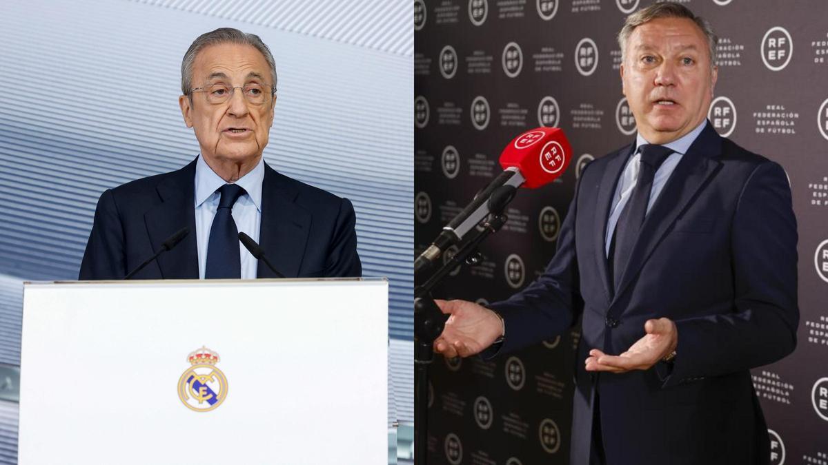 Florentino Pérez, presidente del Real Madrid y Luis Medina Cantalejo, presidente del Comité Técnico de Árbitros.