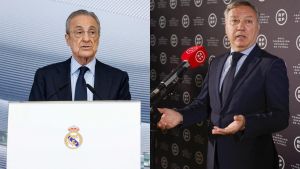 Florentino Pérez, presidente del Real Madrid y Luis Medina Cantalejo, presidente del Comité Técnico de Árbitros.