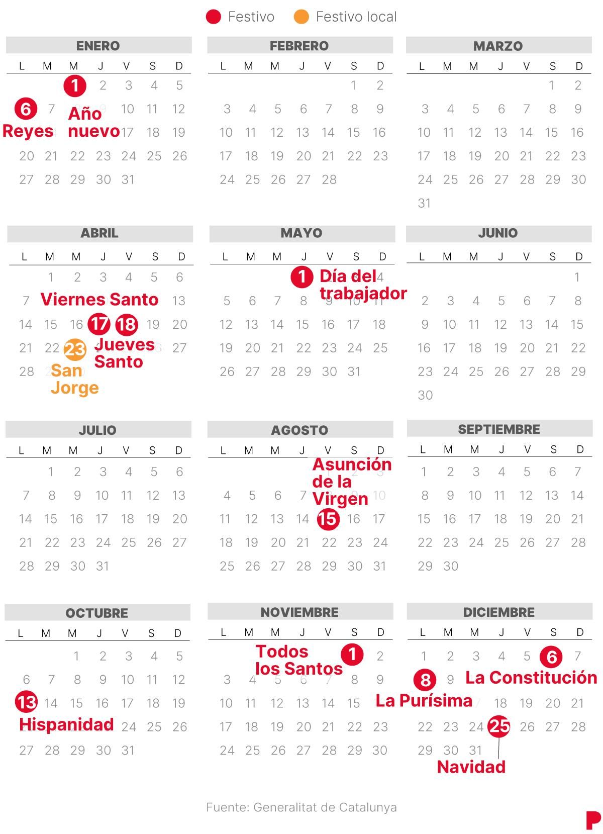 Calendario Laboral de Aragon 2025