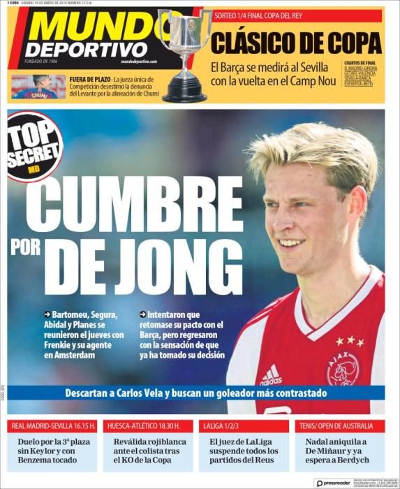 Portada MUNDO DEPORTIVO sábado 19 enero 2019