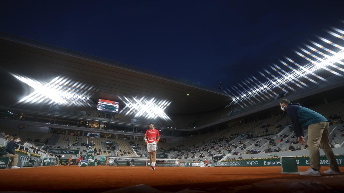 Imagen de la Philippe Chatrier durante un partido de Roland Garros 2020.