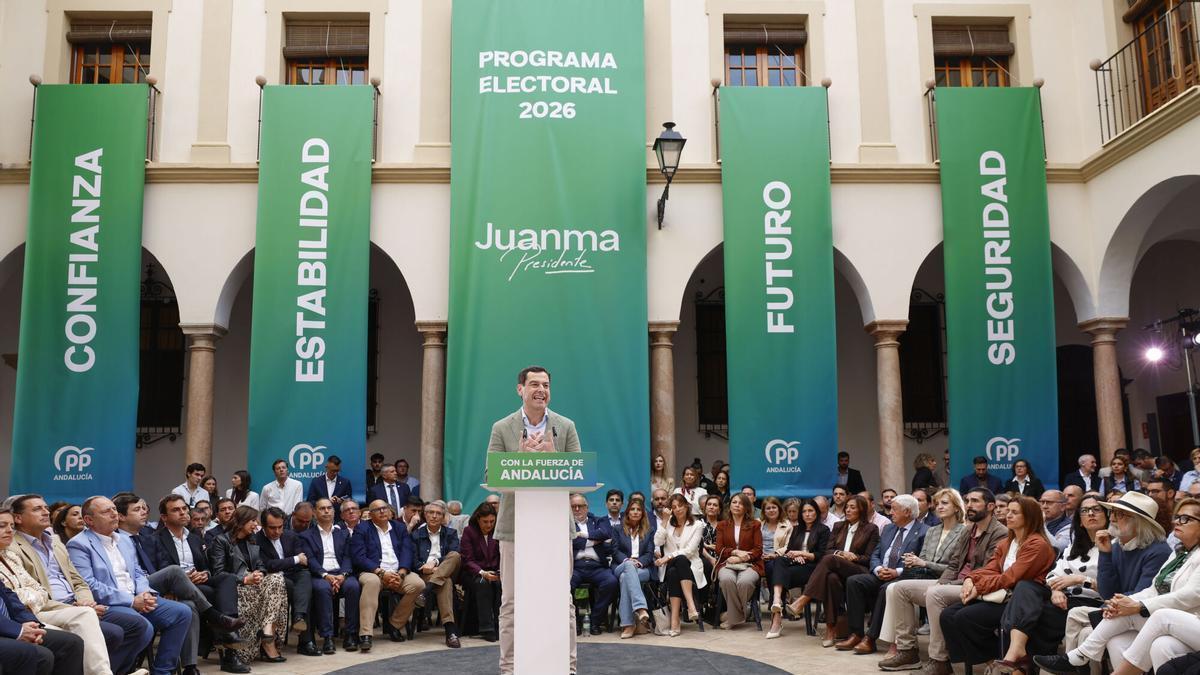 Juanma Moreno en la presentación de su programa electoral