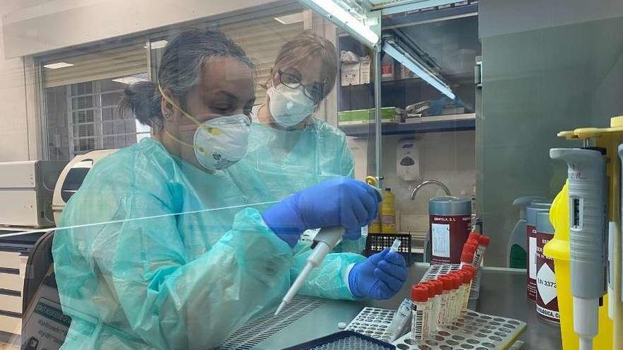 Dos profesionales en el Centro de Microbiología del CHUO. // Brais Lorenzo