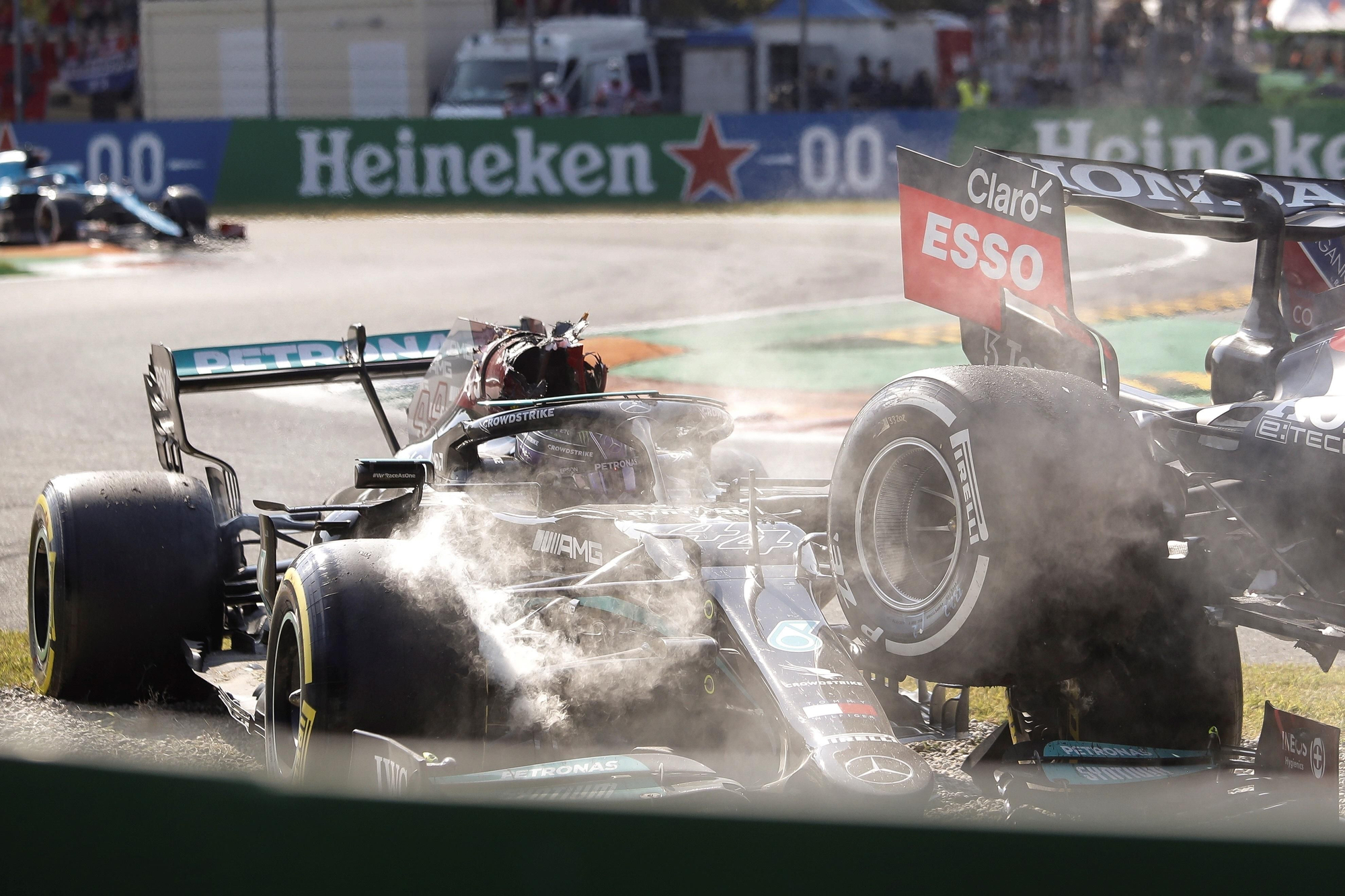 El accidente entre Verstappen y Hamilton en el GP de Italia