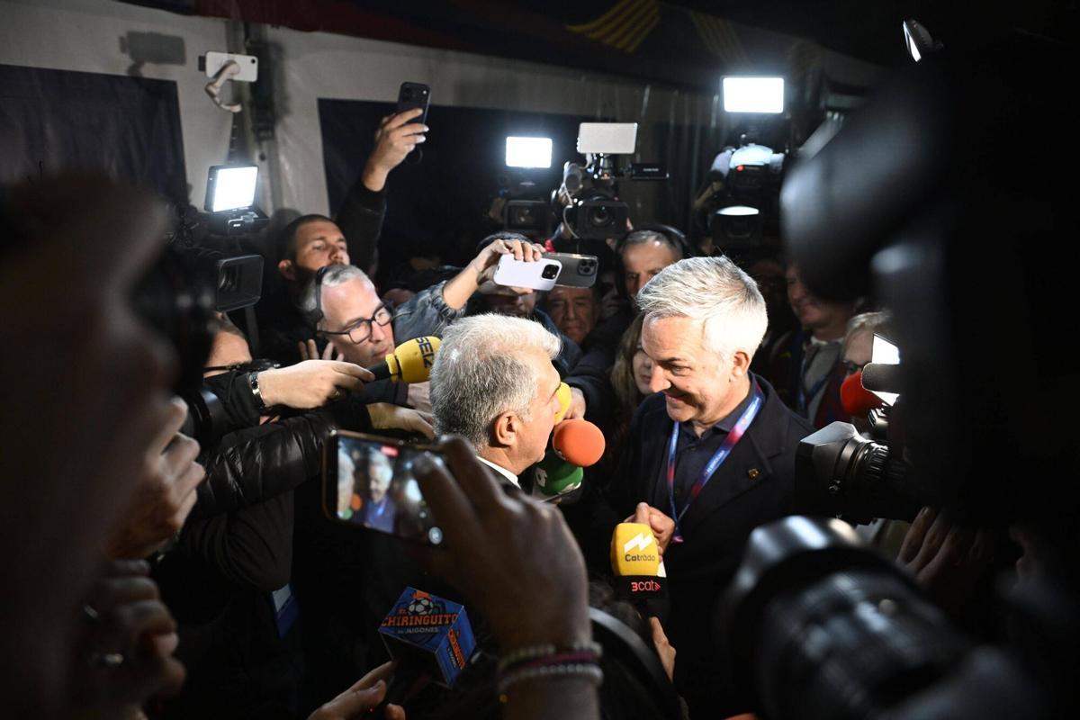 Barcelona 15/3/2026 Elecciones a la presidencia del FC Barcelona 2026 Spotify Camp Nou Joan Laporta y Victor Font Foto: Jordi Cotrina