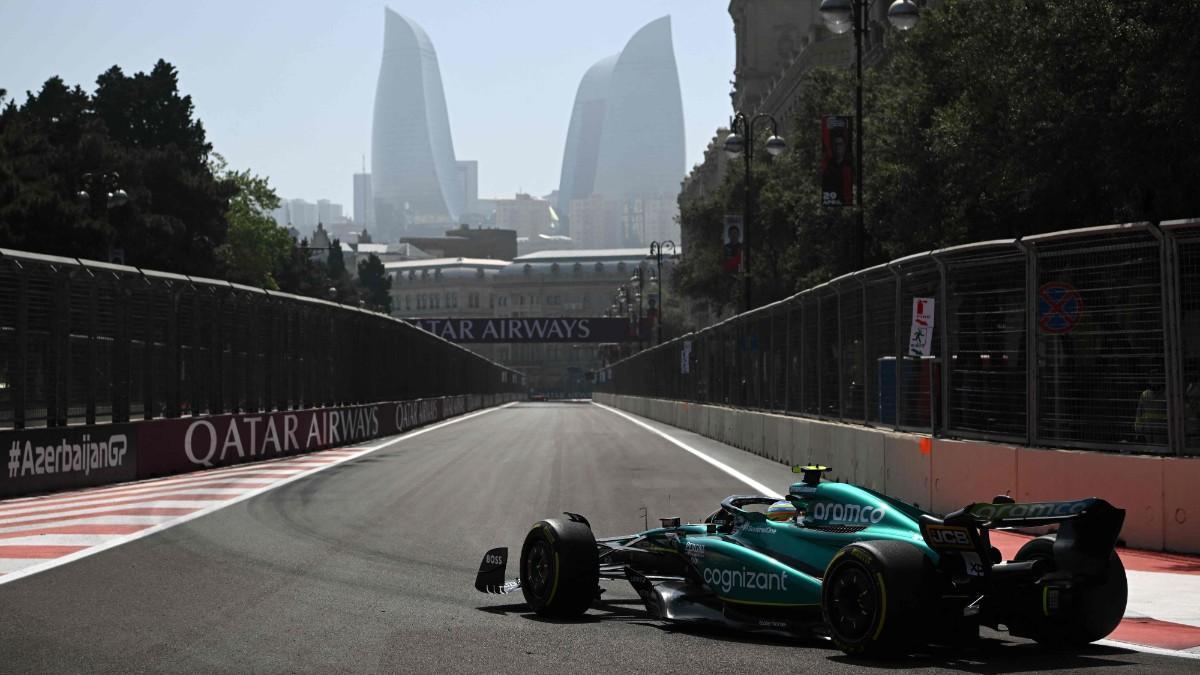 Stroll, durante una de las sesiones en Bakú