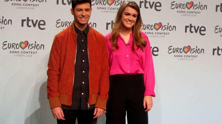 Los representantes de España en Eurovisión, Alfred y Amaia, ayer, en Barcelona.