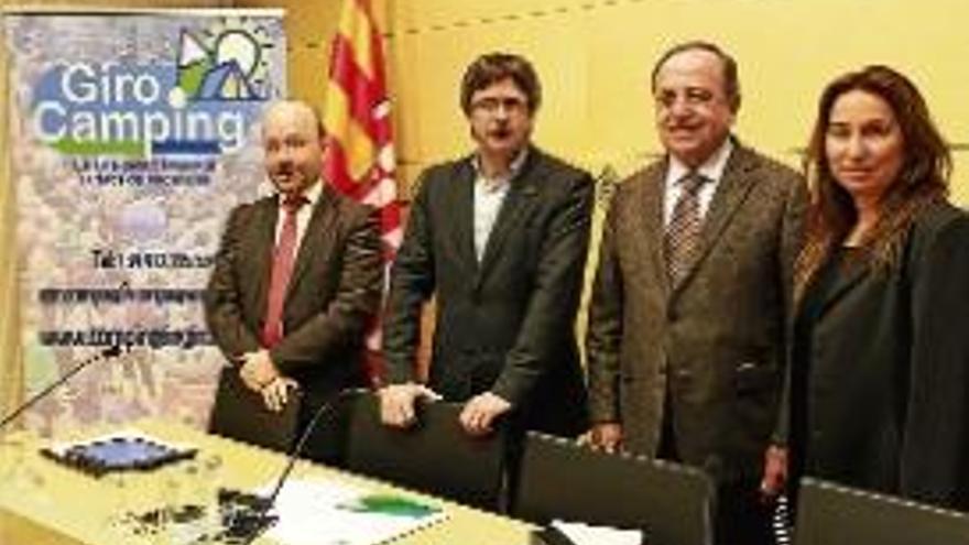 Patrick Torrent, Carles Puigdemont, Joan Giraut i Anna Ballús, ahir.