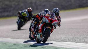 Marc Márquez (Honda) durante su gran carrera en Motegi.