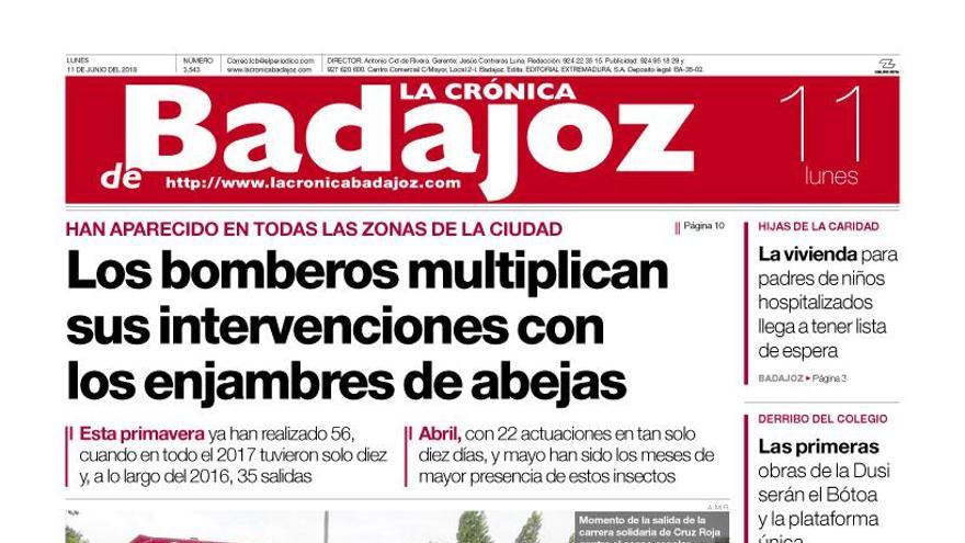 Esta es la portada de LA CRÓNICA DE BADAJOZ correspondiente al día 11 de junio del 2018