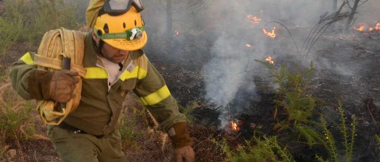 Incendio registrado el pasado año en una superficie forestal de Vilanova. // Noé Parga